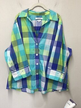 NYC Foxcroft Multi-Color Plaid Button-Up Shirt
